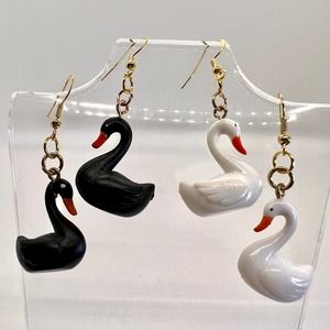 Swan Earrings - Bird Earrings - Black Swan - Picnic Earrings - Teacher Earrings